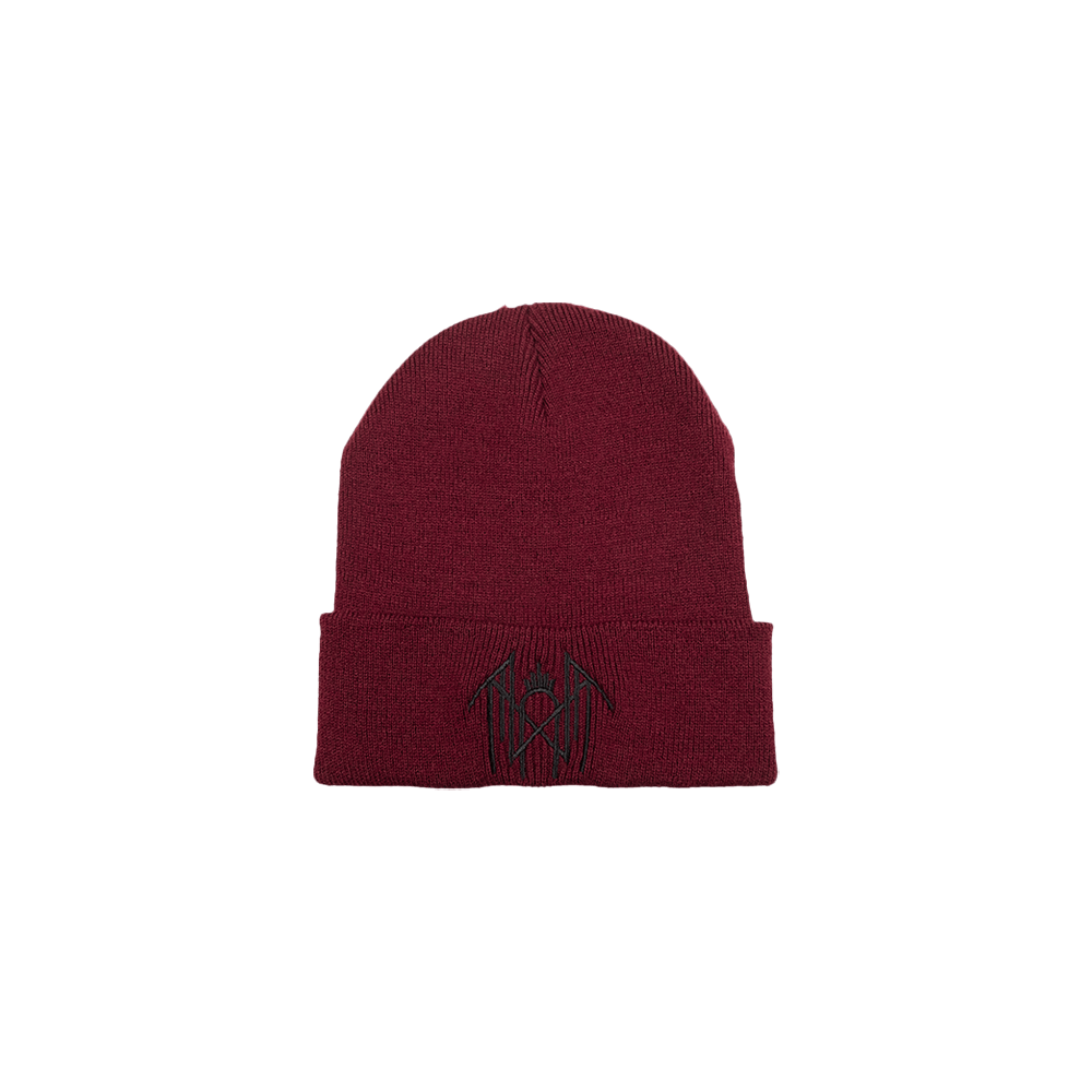 Embroidered Emblem Beanie Burgundy